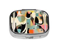 WXZYFP La mini boîte à médicaments carrée est adaptée pour mettre dans les poches ou les portefeuilles. Elle est facile à ouvrir et pratique. Chat d'art moderne du milieu du siècle