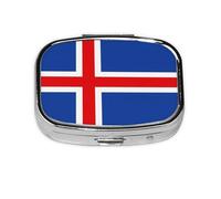 WXZYFP La mini boîte à médicaments carrée est adaptée pour mettre dans les poches ou les portefeuilles. Elle est facile à ouvrir et pratique. Drapeau de l'Islande