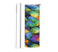 WXZYFP La tasse à paille droite Rainbow Fish Scale de 590 ml (avec paille) a certains effets de conservation de la chaleur et du froid.