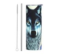 WXZYFP La tasse à paille droite Wolf Under Moon de 591 ml (avec paille) a certains effets de conservation de la chaleur et du froid.