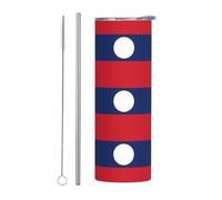 WXZYFP La tasse droite en paille du drapeau du Laos de 590 ml (avec paille) a certains effets de conservation de la chaleur et du froid.