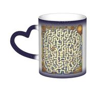 WXZYFP Labyrinthe Treasure Map Blue C'est une tasse à changement de couleur, noire pour le froid et blanc pour chaud, et plus durable après le lavage à la main. Pyjama à manches courtes pour femme