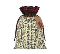 WXZYFP Labyrinthe Treasure Map Colorblock Sac cadeau en lin avec cordon de serrage, 100 % polyester, adapté pour l'emballage cadeau de Noël