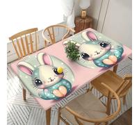 WXZYFP Lapin de dessin animé rose. La nappe carrée est pratique et peut être utilisée pour protéger les tables dans plusieurs scénarios.