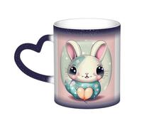 WXZYFP Lapin rose de dessin animé bleu. C'est une tasse qui change de couleur, noire pour le froid et blanc pour chaud, et plus durable après le lavage à la main. Pyjama à manches courtes pour femme