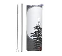 WXZYFP Le gobelet droit en paille Moon Pine Tree de 590 ml (avec paille) a certains effets de conservation de la chaleur et du froid.