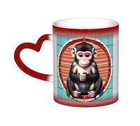 WXZYFP Le singe silencieux rouge c'est une tasse qui change de couleur, noire pour le froid et blanc pour chaud, et plus durable après le lavage à la main. Pyjama à manches courtes pour femme, haut de