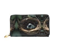 WXZYFP Little Bird Nest Portefeuille long en cuir, impression double face, matériau en cuir microfibre, unisexe, imperméable et durable