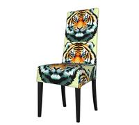 WXZYFP Little Fat Tiger Head Housse de chaise de salle à manger amovible Matériau extensible à récupération rapide Couleurs riches