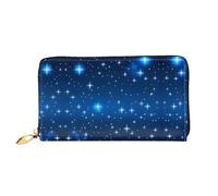 WXZYFP Long portefeuille en cuir à motif étoile bleue, impression double face, matériau en cuir microfibre, unisexe, imperméable et durable
