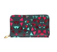 WXZYFP Long portefeuille en cuir à motif triangulaire, impression double face, matériau en cuir microfibre, unisexe, imperméable et durable