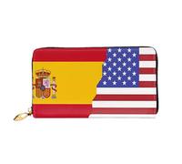 WXZYFP Long portefeuille en cuir avec drapeau américain de l'Espagne, impression double face, matériau en cuir microfibre, unisexe, imperméable et durable