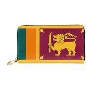 WXZYFP Long portefeuille en cuir avec drapeau du Sri Lanka - Impression double face - Cuir microfibre - Unisexe - Imperméable et durable