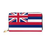 WXZYFP Long portefeuille en cuir avec drapeau hawaïen, impression double face, matériau en cuir microfibre, unisexe, imperméable et durable