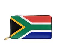 WXZYFP Long portefeuille en cuir avec drapeau sud-africain, impression double face, matériau en cuir microfibre, unisexe, imperméable et durable, noir, taille unique
