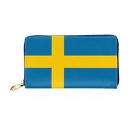WXZYFP Long portefeuille en cuir avec drapeau suédois, impression double face, matériau en cuir microfibre, unisexe, imperméable et durable