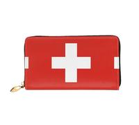 WXZYFP Long portefeuille en cuir avec drapeau suisse, impression double face, matériau en cuir microfibre, unisexe, imperméable et durable