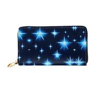 WXZYFP Long portefeuille en cuir avec étoile bleue de dessin animé, impression double face, matériau en cuir microfibre, unisexe, imperméable et durable, noir, taille unique