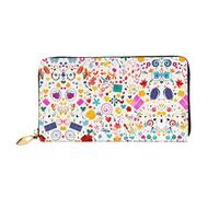 WXZYFP Long portefeuille en cuir avec fond « Happy Birthday Background », impression double face, matériau en cuir microfibre, unisexe, imperméable et durable, noir, taille unique