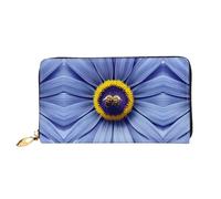 WXZYFP Long portefeuille en cuir avec motif cœur d'abeille, impression double face, matériau en cuir microfibre, unisexe, imperméable et durable, noir, taille unique