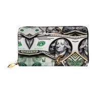 WXZYFP Long portefeuille en cuir avec motifs de billets de banque, impression double face, matériau en cuir microfibre, unisexe, imperméable et durable
