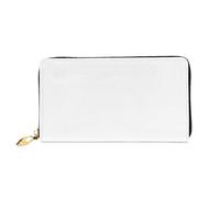 WXZYFP Long portefeuille en cuir blanc de couleur unie, impression double face, matériau en cuir microfibre, unisexe, imperméable et durable