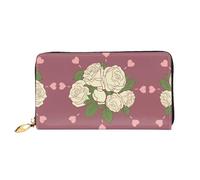 WXZYFP Long portefeuille en cuir blanc Rose of Love, impression double face, matériau en cuir microfibre, unisexe, imperméable et durable