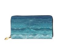 WXZYFP Long portefeuille en cuir bleu foncé, impression double face, cuir microfibre, unisexe, imperméable et durable