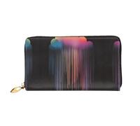 WXZYFP Long portefeuille en cuir coloré arc-en-ciel, impression double face, cuir microfibre, unisexe, imperméable et durable, noir, taille unique