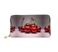 WXZYFP Long portefeuille en cuir de cerises chiliennes, impression double face, matériau en cuir microfibre, unisexe, imperméable et durable