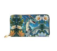 WXZYFP Long portefeuille en cuir de dinosaure mignon, impression double face, matériau en cuir microfibre, unisexe, imperméable et durable