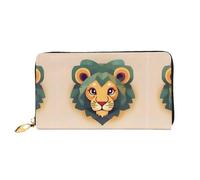 WXZYFP Long portefeuille en cuir de lion de dessin animé, impression double face, matériau en cuir microfibre, unisexe, imperméable et durable