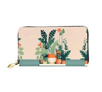 WXZYFP Long portefeuille en cuir de petite plante verte de dessin animé, impression double face, cuir microfibre, unisexe, imperméable et durable