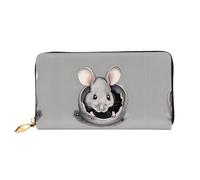 WXZYFP Long portefeuille en cuir de rat gris, impression double face, matériau en cuir microfibre, unisexe, imperméable et durable