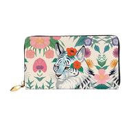 WXZYFP Long portefeuille en cuir de tigre blanc, impression double face, matériau en cuir microfibre, unisexe, imperméable et durable, noir, taille unique