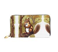 WXZYFP Long portefeuille en cuir d'écureuil mangeur de noix, impression double face, matériau en cuir microfibre, unisexe, imperméable et durable