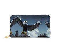 WXZYFP Long portefeuille en cuir Eagle Under the Stars, impression double face, matériau en cuir microfibre, unisexe, imperméable et durable