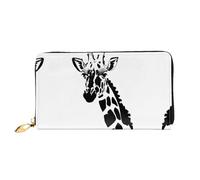 WXZYFP Long portefeuille en cuir girafe noir et blanc, impression double face, matériau en cuir microfibre, unisexe, imperméable et durable