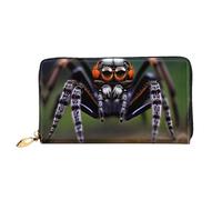 WXZYFP Long portefeuille en cuir motif araignées tropicales de la forêt tropicale, impression double face, matériau en cuir microfibre, unisexe, imperméable et durable, noir, taille unique