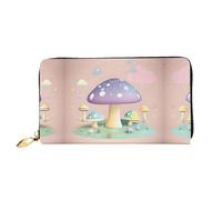 WXZYFP Long portefeuille en cuir motif champignon de dessin animé, impression double face, cuir microfibre, unisexe, imperméable et durable