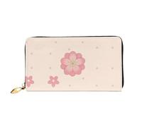 WXZYFP Long portefeuille en cuir motif fleurs de cerisier roses, impression double face, cuir microfibre, unisexe, imperméable et durable