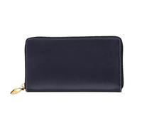 WXZYFP Long portefeuille en cuir noir de couleur unie, impression double face, matériau en cuir microfibre, unisexe, imperméable et durable