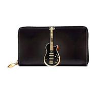 WXZYFP Long portefeuille en cuir noir pour guitare, impression double face, matériau en cuir microfibre, unisexe, imperméable et durable