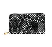 WXZYFP Long portefeuille en cuir ondulé noir et blanc, impression double face, matériau en cuir microfibre, unisexe, imperméable et durable