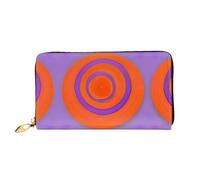 WXZYFP Long portefeuille en cuir orange avec motif cercle central, impression double face, cuir microfibre, unisexe, imperméable et durable