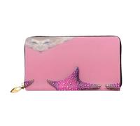 WXZYFP Long portefeuille en cuir Pink Sand Beach, impression double face, matériau en cuir microfibre, unisexe, imperméable et durable, noir, taille unique