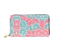 WXZYFP Long portefeuille en cuir rose bleu citrus slices, impression double face, matériau en cuir microfibre, unisexe, imperméable et durable