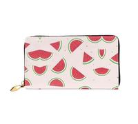 WXZYFP Long portefeuille en cuir rose pastèque, impression double face, matériau en cuir microfibre, unisexe, imperméable et durable