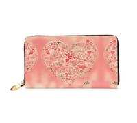 WXZYFP Long portefeuille en cuir rouge avec motif cœur et fleurs, impression double face, matériau en cuir microfibre, unisexe, imperméable et durable