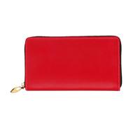 WXZYFP Long portefeuille en cuir rouge de couleur unie, impression double face, matériau en cuir microfibre, unisexe, imperméable et durable